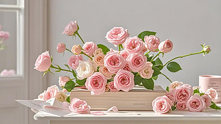 花語甜夢 粉色玫瑰與精致甜品的浪漫邂逅